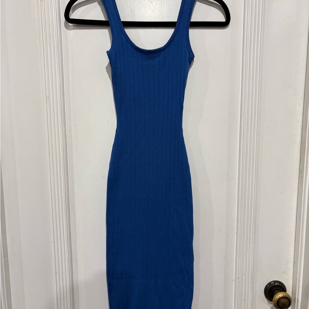 Windsor Royal Blue Ribbed Midi Dress